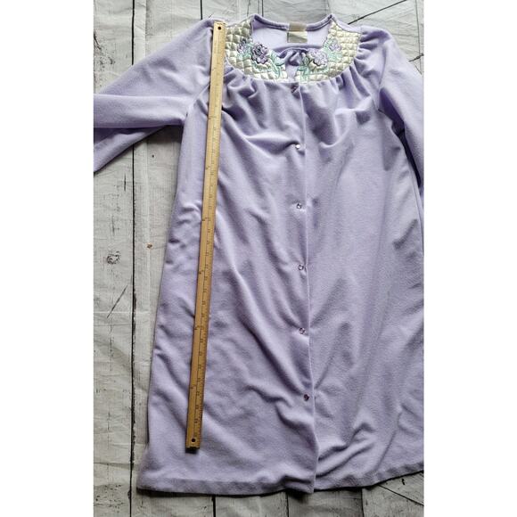 Simply Basic Womens Embroidered Floral Snap Up Pockets House Dress Robe READ - Picture 4 of 11